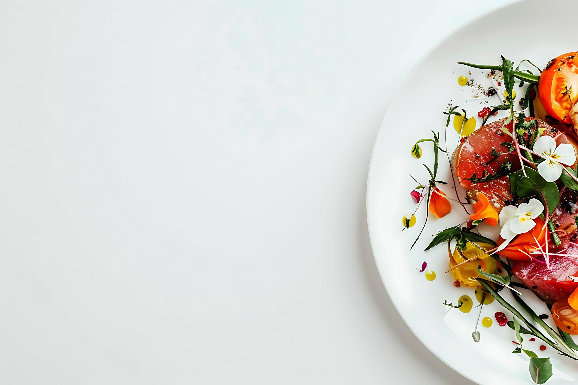 Finished plated dish on white plate