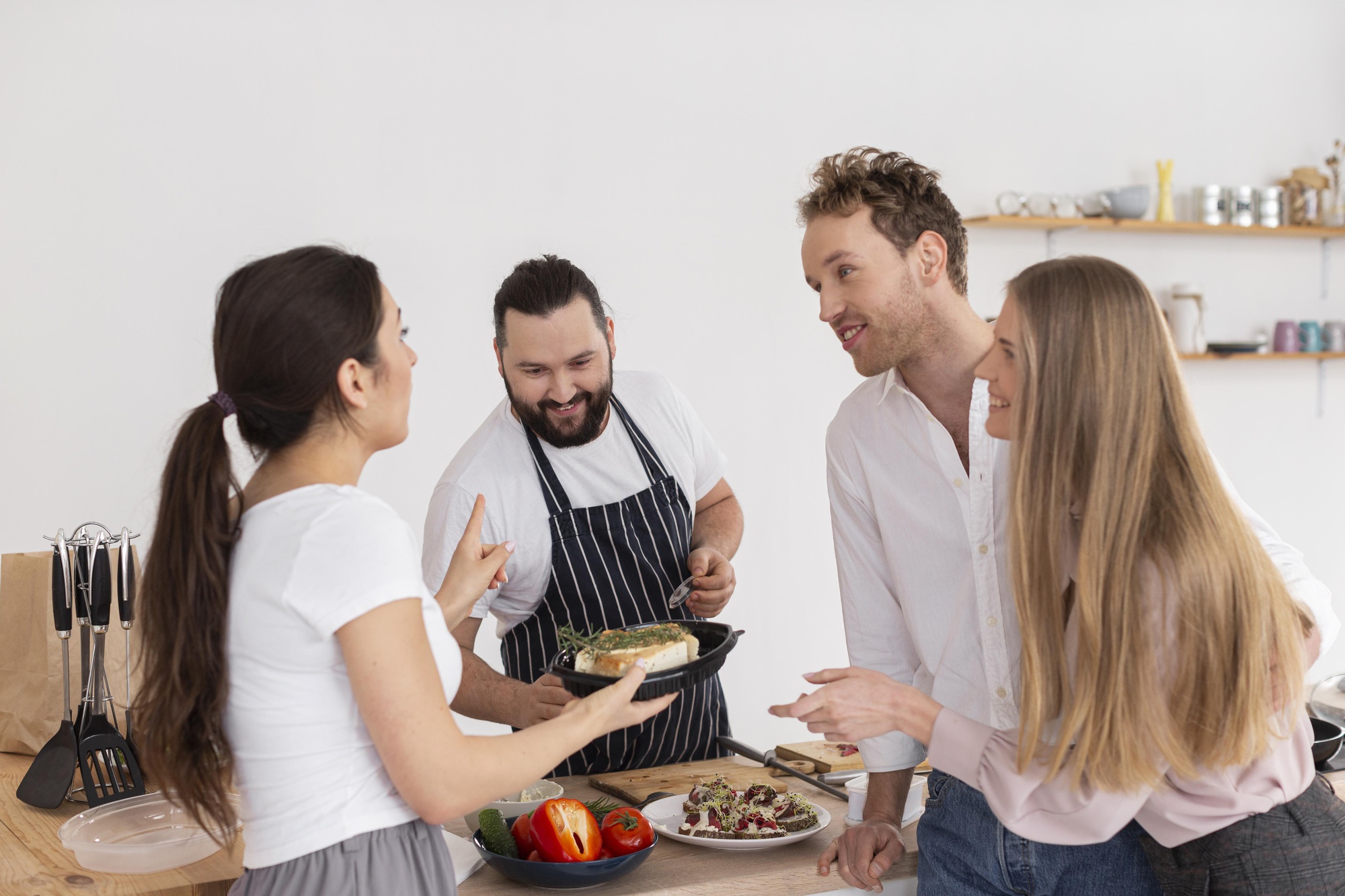 Group sharing the meal after class